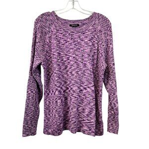 Relativity Women’s Round Neck Long Sleeve Pullover Sweater Purple Space Dye 2X